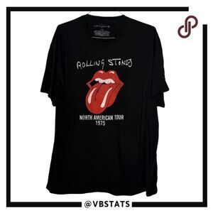 The Rolling Stones Men's North American Tour 1975 Short Sleeve T-Shirt Black XXL